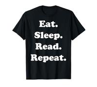 Eat Sleep Read Repeat Book Enthusiast Maglietta