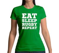 Eat Sleep Rugby Ripetere - Donna T-Shirt - League Union Player SPORTS World