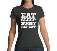 Eat Sleep Rugby Ripetere - Donna T-Shirt - League Union Player SPORTS World