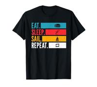 Eat Sleep Sail Repeat Vela Mare Yacht Oceano Skipper regatt Maglietta