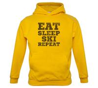 Eat Sleep Sci Ripetere - Bambini Felpa Sciatore Neve Vacanza Inverno Alpine Alps