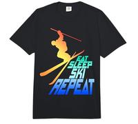 Eat Sleep Ski Repeat, Sci, Uomini Donne Bambini Inverno Sciatore Comfort Colors Adult Heavyweight T-Shirt