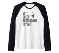 Eat Sleep Snowboard Repeat Snowboarder Snowboarder Uomini Ragazzi Maglia con Maniche Raglan