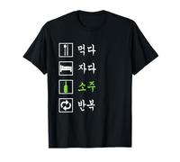 Eat Sleep Soju T-shirt Divertente Camicia Alcool Coreano Maglietta