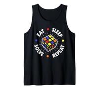 Eat Sleep Solve Repeat - Puzzle Cube Retro Gaming Divertente Canotta
