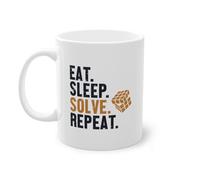 Eat Sleep Solve Repeat Speedcubing Cuber Tazza da caffè | Speedsolving Cubing Speedcuber Tazza Bianco (01094B)