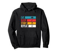 Eat Sleep Study Repeat per Gli Appassionati di Messa a Fuoco nello Studio Quotidiano Felpa con Cappuccio