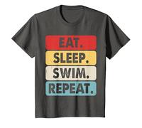 Eat Sleep Swim Repeat Maglietta, Bambini, Asfalto, 6 Anni