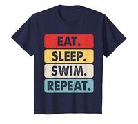Eat Sleep Swim Repeat Maglietta, Bambini, Navy, 6 Anni