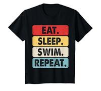 Eat Sleep Swim Repeat Maglietta, Bambini, Nero, 12 Anni