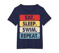Eat Sleep Swim Repeat Maglietta, Donna Plus-Size, Navy, 4X