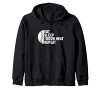 Eat Sleep Throw Heat Repeat Fastball Pitcher Baseball Felpa con Cappuccio