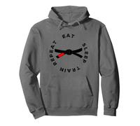 Eat Sleep Train Repeat Brazilian Jiu Jitsu BJJ Cintura Nera Felpa con Cappuccio