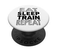 Eat Sleep Train Repeat - Divertente allenamento in palestra PopSockets PopGrip Adesivo