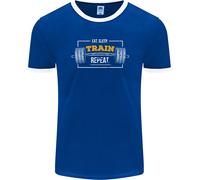 Eat Sleep Train Repeat Gym Training Top Uomo Ringer T-Shirt FotL