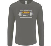 Eat Sleep Treno Ripetere Palestra Allenamento Uomo Maniche