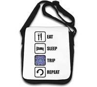 Eat Sleep Trip Repeat Trippy Slogan Borsa a tracolla bianca, bianco, Taglia unica