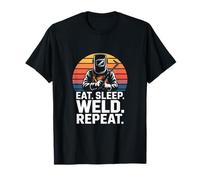 Eat Sleep Weld Repeat Citazione Divertente Saldatore Maglietta