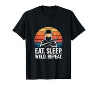 Eat Sleep Weld Repeat Citazione Divertente Saldatore Maglietta