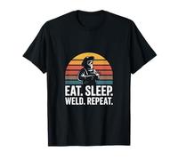 Eat Sleep Weld Repeat Citazione Divertente Saldatore Maglietta