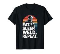 Eat Sleep Weld Repeat Citazione Divertente Saldatore Maglietta