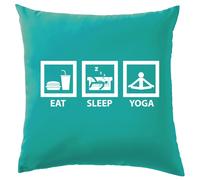 Eat Sleep Yoga - Cuscino - Spirituale Pace Amore Divertente Esercizi Tappetino