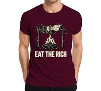 Eat the Rich Capitalism Kritik Statement, maglietta da uomo, bordeaux, XXL