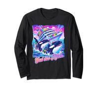 Eat The Rich Whale 90s Orca Divertente Balena Yacht Animale retrò Maglia a Manica