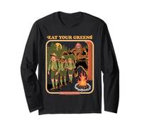 Eat Your Greens Bigfoot Sasquatch Retro Funny Adult Humor Maglia a Manica