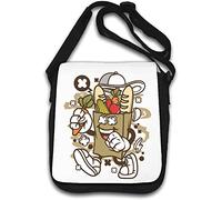 Eat Your Vegetables Go Green - Borsa per la spesa con motivo artistico, colore: bianco