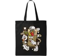 Eat Your Vegetables Go Green - Borsa per la spesa in cotone ecologico naturale, colore: nero, Nero , Taglia unica