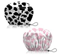 EATAN 2pcs doccia capRiutilizzabileRegolabileDoppia protezioneStrato impermeabileCuffia elastica per capelli Per le donneRagazze Carino