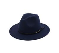 EATAN Fedora cappelli con fibbia da cintura per uomo e donna, alla moda, classico, tesa larga, unisex, cappello panama, cappello da sole, Blu scuro, Taglia unica