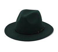 EATAN Fedora cappelli con fibbia da cintura per uomo e donna, alla moda, classico, tesa larga, unisex, cappello panama, cappello da sole, verde scuro, Taglia unica