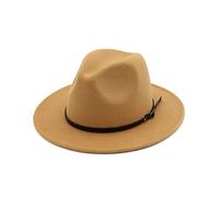 EATAN Fedora cappelli con fibbia da cintura per uomo e donna, alla moda, classico, tesa larga, unisex, cappello panama, cappello da sole, marrone chiaro, Taglia unica