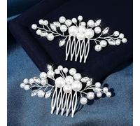 EATAN Pettine laterale per capelli con perle da sposa con strass fermagli per capelli copricapo fiore perla pettine laterale pettine laterale da sposa pettine laterale in cristallo accessori per