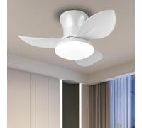 EATAN Silent ceiling fan with light and remote control, 6-speed wind speed, diameter 65 cm, 3 blades, DC motor, 30 watt smart ceiling fan (bianco)