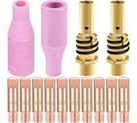 EATBALE Kit di ugelli ceramici per torcia di saldatura 15AK per MB15 15AK MAG MIG Accessori per pistola, punta di contatto M6 0,8 mm/0,030", diffusore del supporto della punta, ugello del gas (14 pz)