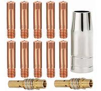 EATBALE MB15 Punta di contatto per saldatura MIG 0,8 mm 0,030'' M6, ugello conico e diffusore porta punta Consumabili per torcia di saldatura Accessorio per MB15 15AK (13 pezzi)
