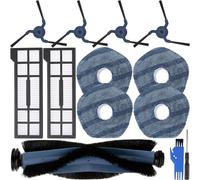 EATBALE Ricambio per Eufy X10 PRO Omni Robot Aspirapolvere Include 1 Spazzola Principale, 4 spazzole Laterali, 4 Panni Mop, 2 filtri, Spazzola a Rullo in Gomma Mop Pad Filtro Hepa Kit Accessori