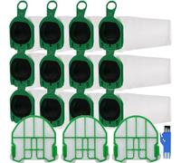 EATBALE VB100 Sacchetti per aspirapolvere per Vorwerk Kobold VB 100 FP100, Sacchetto di Ricambio per Kobol VB100 FP 100 aspirapolvere a Batteria con 3 filtri, 1 Spazzola (12Pz)