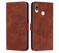 EATCYE Cover per Huawei P20 Lite, Flip Libro Libretto Custodia in Pelle PU per Huawei P20 Lite [Protezione Completa] [Slot per Scheda] [Funzione di Supporto] (#Marrone)