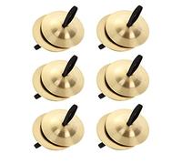 EATHEATY 12 pezzi di cembali per dita danza del ventre, 5,3 cm in ottone dorato, zills per danza delle dita, gong band ritmo battiti strumento musicale a percussione per ballerini, feste, musica