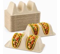 EATHEATY 50 supporti usa e getta per tacos, set da portata per taco per una festa, piatti da taco, supporto per 2 tacos, vassoio per taco martedì, Lazy Susan Taco Bar