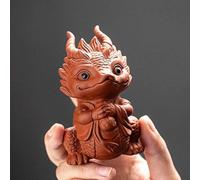 EatingBiting Lucky Dragon Tea Pet Purple Sand Handmade Kung Fu Tea Figurine Decorazione Argilla Teiera per Oolong Tea Tray Lucky Lazy Tea Pet per Home Tea Tray Decor