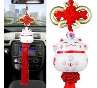 EatingBiting Maneki Neko - Ciondolo portafortuna a forma di gatto della fortuna Fengshui, in ceramica, da appendere, per la casa e l'auto, per evitare il male, per la salute e la ricchezza