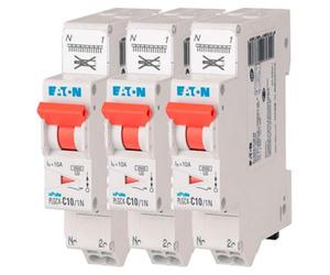 EATON 109128 PLGC4-C10/1N - DISJONTTORE MODULAARE PH/N - Bianco - MANETTA ARANCIONE - 1P+N / 10A - Curva C - Connessione diretta senza viti - 3 interruttori