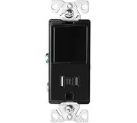 EATON Cablaggio TR7730BK 15-Amp 3-Wire Tr Presa 120V Decoratore Combinazione Interruttore Unipolare con 2 Poli, Nero Nero