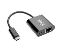 Tripp Lite U436-06N-GB-C - Adattatore di rete USB-C (Type-C) a Gigabit con ricarica USB-C PD, compatibile con Thunderbolt 3, colore: Nero