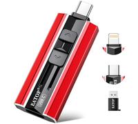 EATOP Chiavetta USB portatile da 512 GB, con doppia interfaccia, non richiede app, per iPhone, iPad, Android, PC e Mac, memorizza facilmente foto, video e file (rosso brillante)